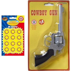 Verkleed speelgoed revolver/pistool metaal 8 schots met plaffertjes