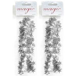 2x Kerst lametta guirlandes zilver 750cm kerstboom versiering/decoratie