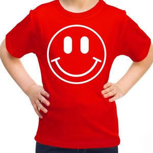 Bellatio Decorations Verkleed shirt meisjes - smiley - rood - carnaval - feestkleding voor kinderen
