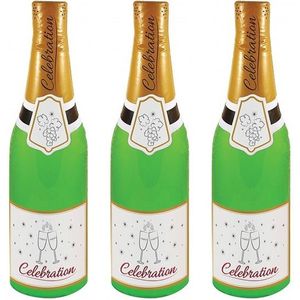 3x stuks opblaasbare champagne flessen 73 cm