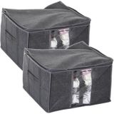 2x Stuks dekbed/kussen opberghoes antraciet grijs met vacuumzak 40 x 40 x 25 cm - Dekbedhoes - Beschermhoes