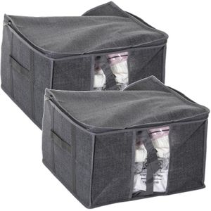 2x Stuks dekbed/kussen opberghoes antraciet grijs met vacuumzak 40 x 40 x 25 cm - Dekbedhoes - Beschermhoes