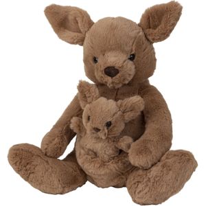 Kangoeroe met Baby Knuffel van Zachte Pluche - 38 cm Zittend