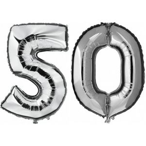 50 jaar leeftijd helium/folie ballonnen zilver feestversiering