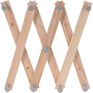 Kinderkamer deurhanger/kapstok verstelbaar - 9 grijze haakjes - hout - 60 x 12 cm