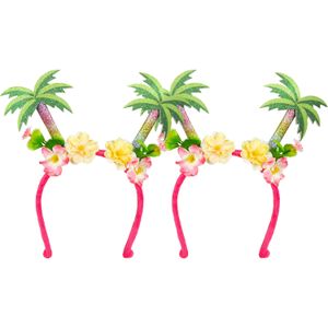 Boland Carnaval verkleed Tiara/diadeem - 2x - Palmbomen en bloemen - dames - Tropische Hawaii thema