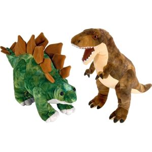 Wild Republic - 2x Dinosaurus Knuffels T-rex en Stegosaurus 25 cm