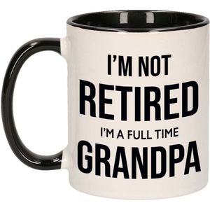 Im not retired im a full time grandpa / opa pensioen mok / beker wit met zwart afscheidscadeau 300 m