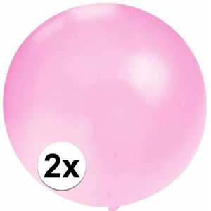 2x Feest mega ballonnen baby roze 60 cm