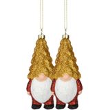 Christmas Decoration kersthanger gnome/kabouter - 2x - kunststof - 12,5 cm