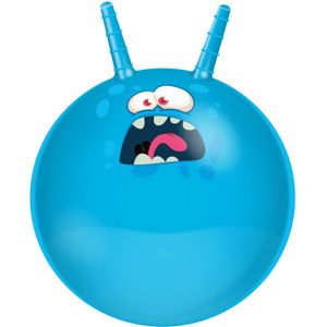 Eddy Toys Skippybal funny faces - blauw - Dia 45 cm - buitenspeelgoed voor kleine kinderen