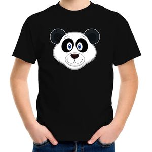Cartoon panda t-shirt zwart voor jongens en meisjes - Cartoon dieren t-shirts kinderen