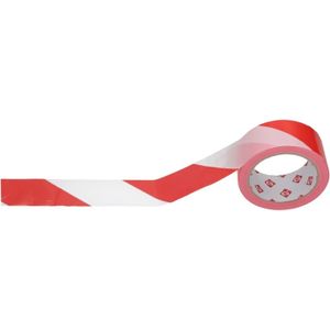 Afzetlint - rood/wit - 45 mm x 100m - polyethyleen - markeerlint