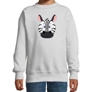 Cartoon zebra trui grijs voor jongens en meisjes - Cartoon dieren sweater kinderen