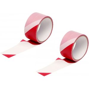Set van 2x stuks afzetlinten plastic rood/wit 25m