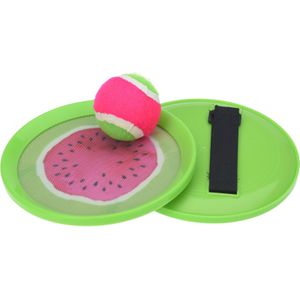 Strand Vangbal Spel met Klittenband Meloen Groen/Roze 18.5 cm - Buitenspeelgoed voor Kinderen en Volwassenen