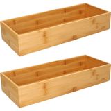 Set van 2x stuks bestekbakken/keuken organizers 1-vaks Tidy Smart bamboe 38 x 15 x 7 cm