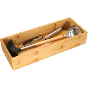 Set van 2x stuks bestekbakken/keuken organizers 1-vaks Tidy Smart bamboe 38 x 15 x 7 cm