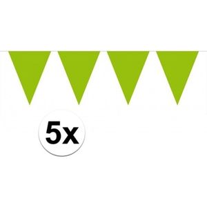 5x vlaggenlijnen groen kleurig 10 m
