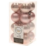 Decoris Kleine kerstballen - 32x st - goud en lichtroze - D4 cm