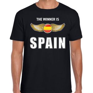 Spanje landen shirt zwart met The winner is Spain songfestival bedrukking voor heren