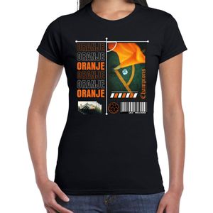 Bellatio Decorations Oranje supporter T-shirt dames - zwart - EK/WK voetbal supporter - Nederland