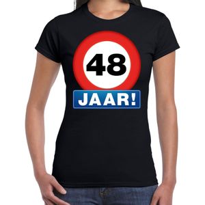 48e verjaardag stopbord shirt / kleding 48 jaar zwart voor dames