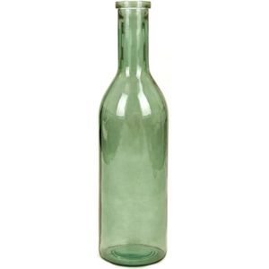 Transparante/groene fles vaas/vazen van eco glas 18 x 75 cm