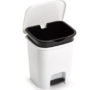 Kunststof afvalemmers/vuilnisemmers wit 7.5 liter met pedaal
