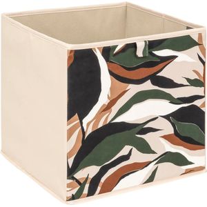 5Five Opbergbox kastmand - beige/botanic - 31 x 31 x 31 cm
