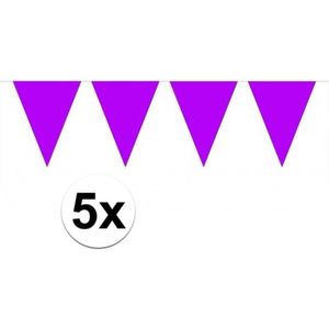5x vlaggenlijnen paars kleurig 10 m
