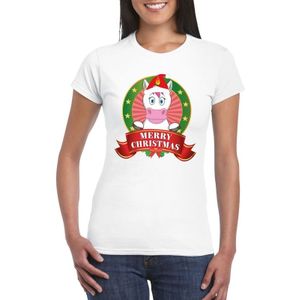 Fout Kerstmis shirt met eenhoorn voor dames