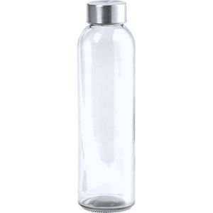 Glazen waterfles/drinkfles transparant met RVS dop 500 ml