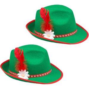 Boland Verkleed hoedje voor Oktoberfest/Duits/Tiroler - 2x - groen - volwassenen - Carnaval