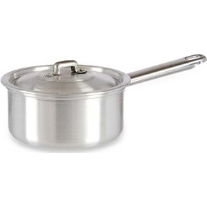 Steelpan/sauspan/juspan zilverkleurig 28 x 16 x 9 cm van 1 liter aluminium - Met handige deksel - Kookpannen