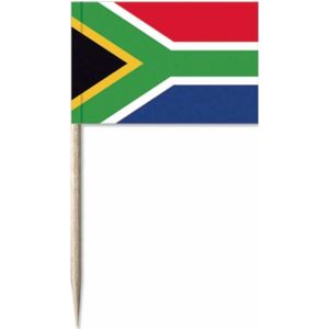 50x Vlaggetjes prikkers Zuid-Afrika 8 cm hout/papier