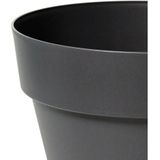 Mega Collections Plantenpot/bloempot - 2x - kunststof - zwart - D20 x H17 cm