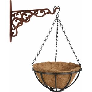 Hanging basket 25 cm met ijzeren muurhaak en kokos inlegvel