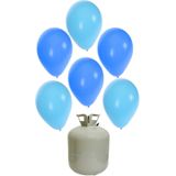 20x Helium ballonnen blauw/licht blauw 27 cm jongetje geboorte + helium tank/cilinder