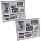 2x stuks multi fotolijst hout white wash met 8 vakken geschikt voor diverse foto maten