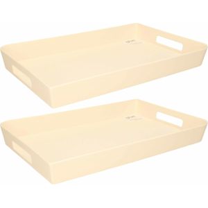 Dienbladen/serveerbladen rechthoekig - 2x stuks - creme wit met - 45 x 30 cm