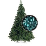 Bellatio Decorations kunst kerstboom 150 cm met kerstballen turquoise blauw