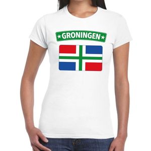 Groningen vlag t-shirt wit voor dames