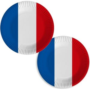 Frankrijk/Franse vlag gebaksbordjes - 20x - karton - D23 cm