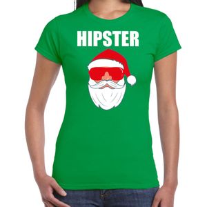 Groen Kerstshirt / Kerstkleding Hipster voor dames met Kerstman met zonnebril