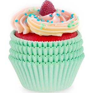 Kinvaramuffin en cupcakes maken vormpjes - papier - groen - set 100x stuks - dia 11 cm