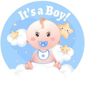 Geboorte baby jongen thema wand/deur bord - D50 cm - blauw - karton - versieringen/feestartikelen