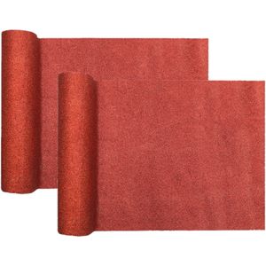 Santex Kerstdiner glitter tafelloper op rol - 2x - rood - 28 x 300 cm - polyester