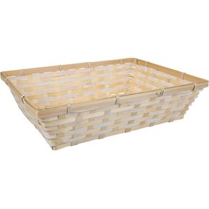 Broodmand rechthoek - bamboe hout - 39 x 29 x 10 cm - mandje rotan/riet - broodmanden/serveermanden