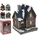 1x Verlichte kerstdorp huisjes/kersthuisjes kerkjes/kerken 13,5 cm